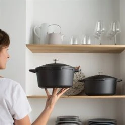 Lot Cocotte Légère Ronde En Fonte D'aluminium 20 Cm Coloris Noir Et Deux Maniques Silicone -Cuisine À La Maison 209010 2 2 Lot cocotte legere ronde en fonte d aluminium 20 cm coloris noir et deux maniques silicone Mathon