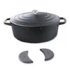 Lot Cocotte Légère Ovale En Fonte D'aluminium 32 Cm Coloris Noir Et Deux Maniques Silicone -Cuisine À La Maison 209012 0 3 Lot cocotte legere ovale en fonte d aluminium 32 cm coloris noir et deux maniques silicone Mathon