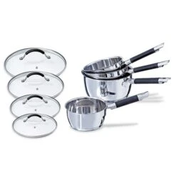 Lot 4 Casseroles + 4 Couvercles Rapid Cook 14 à 20 Cm