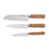 Set Couteau D'office + Couteau De Chef + Santoku En Bois D'olivier Et Lame Inox