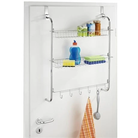 Etagère De Porte 2 Paniers Et Accroche-torchons 3 Etagère De Porte 2 Paniers Et Accroche-torchons