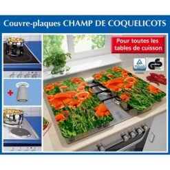 Set 2 Couvre-plaques Protection Motifs Coquelicot -Cuisine À La Maison 62369 2 5 Set 2 couvre plaques protection motifs Coquelicot Wenko by Maximex