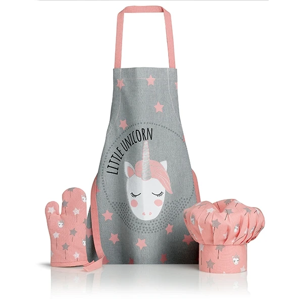 Ensemble Gant, Toque Et Tablier De Cuisine Impression Licorne Enfant 3 Ensemble Gant, Toque Et Tablier De Cuisine Impression Licorne Enfant